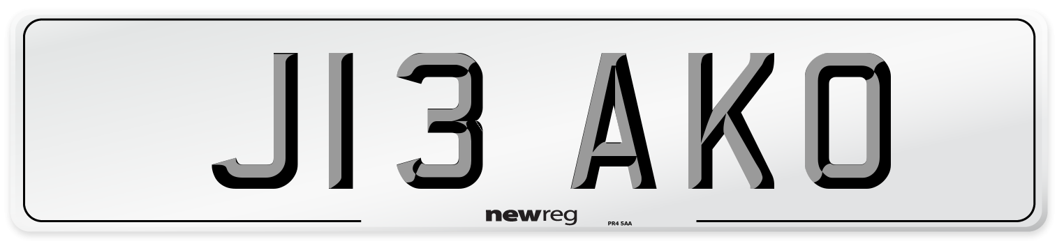J13 AKO Number Plate from New Reg